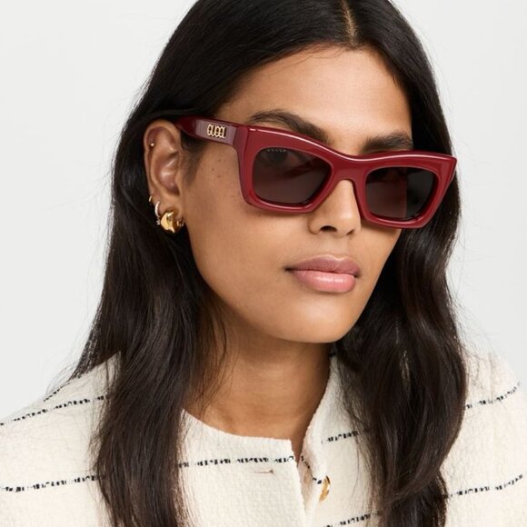 Gucci Women Sunglasses Burgundy Brown Cat Eye GG1773S 003 BRAND NEW - Picture 1 of 13